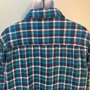 Marmot Men's blue and white plaid long sleeve flannel performance shirt Large L